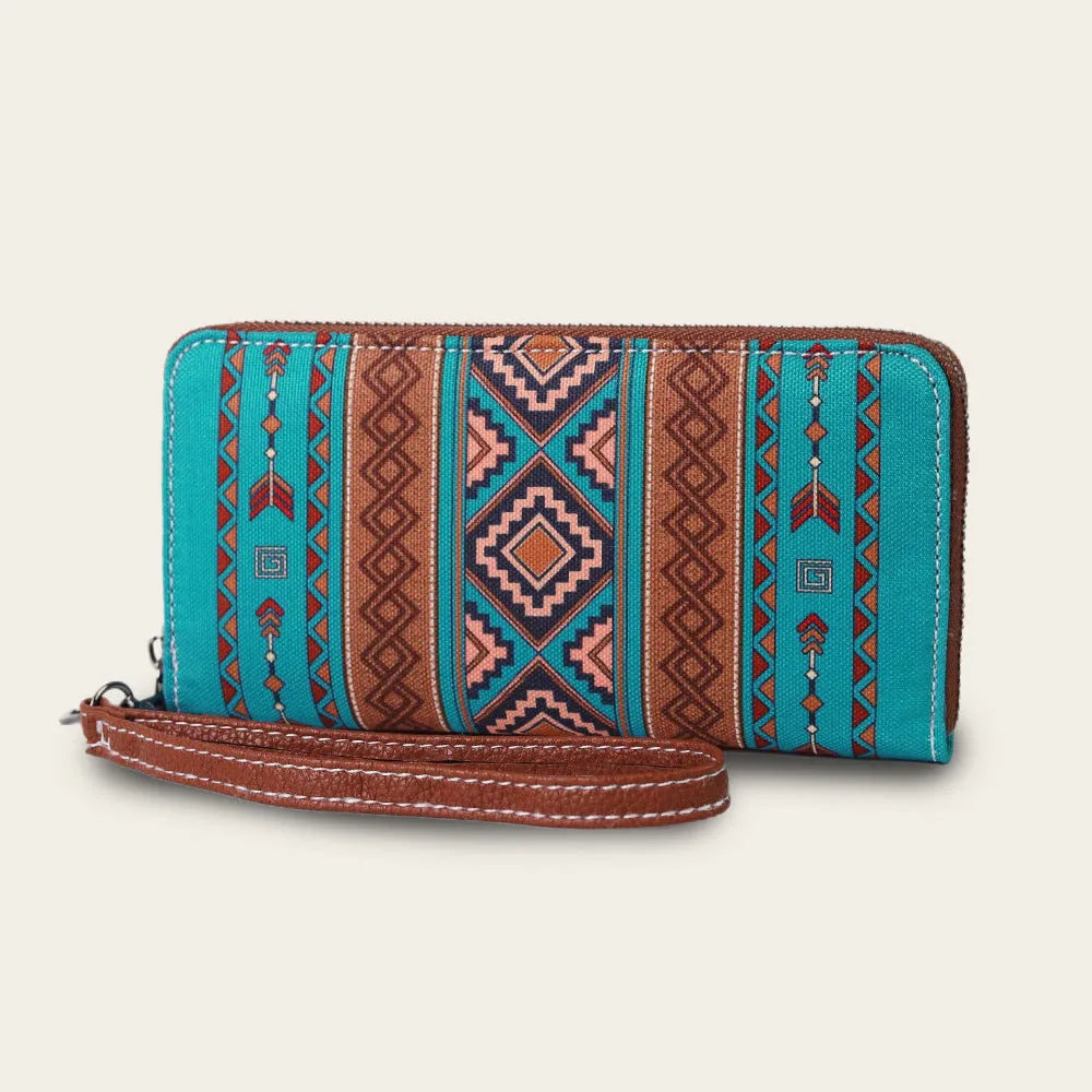 Canvas RFID wallet with striped pattern and anti-theft card protection in multiple colour options
