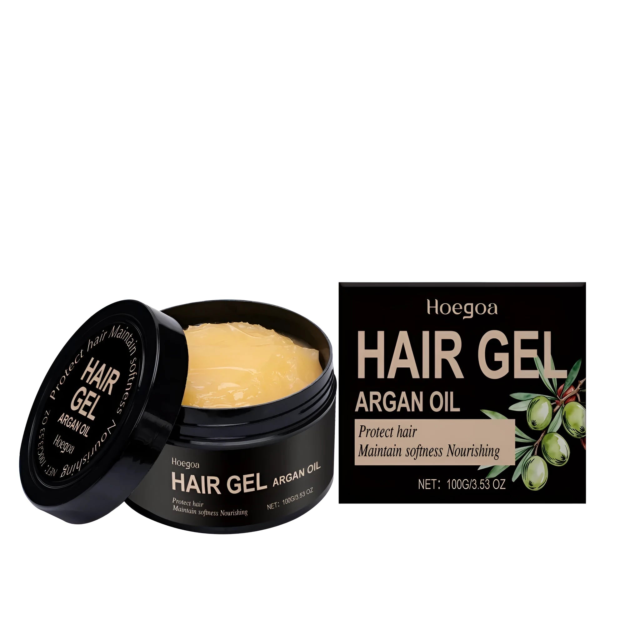 100ml bottle of Moroccan nut oil hair styling gel with pump dispenser