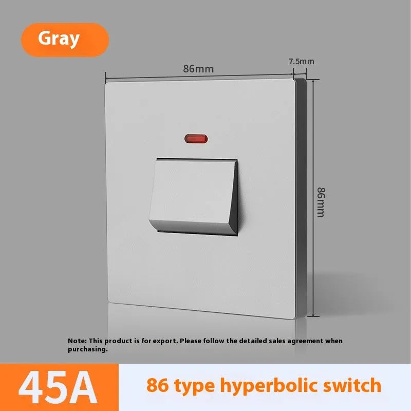 Gold, grey, and white 25A 45A high-current double-break switch with illuminated light panel.