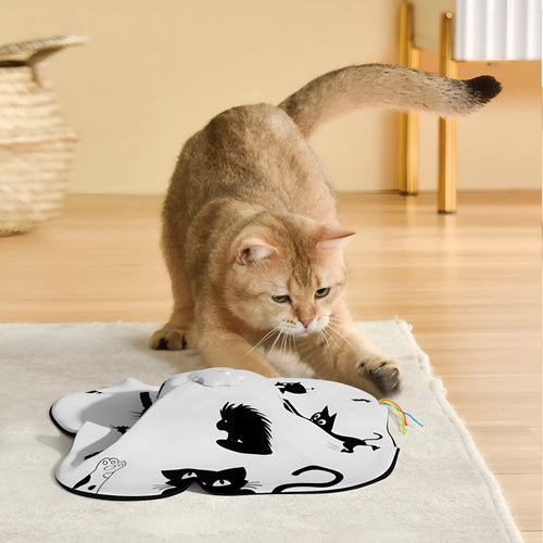 Cat toy with feather teaser wand in picture colour measuring 19.8x11.5x19.5cm
