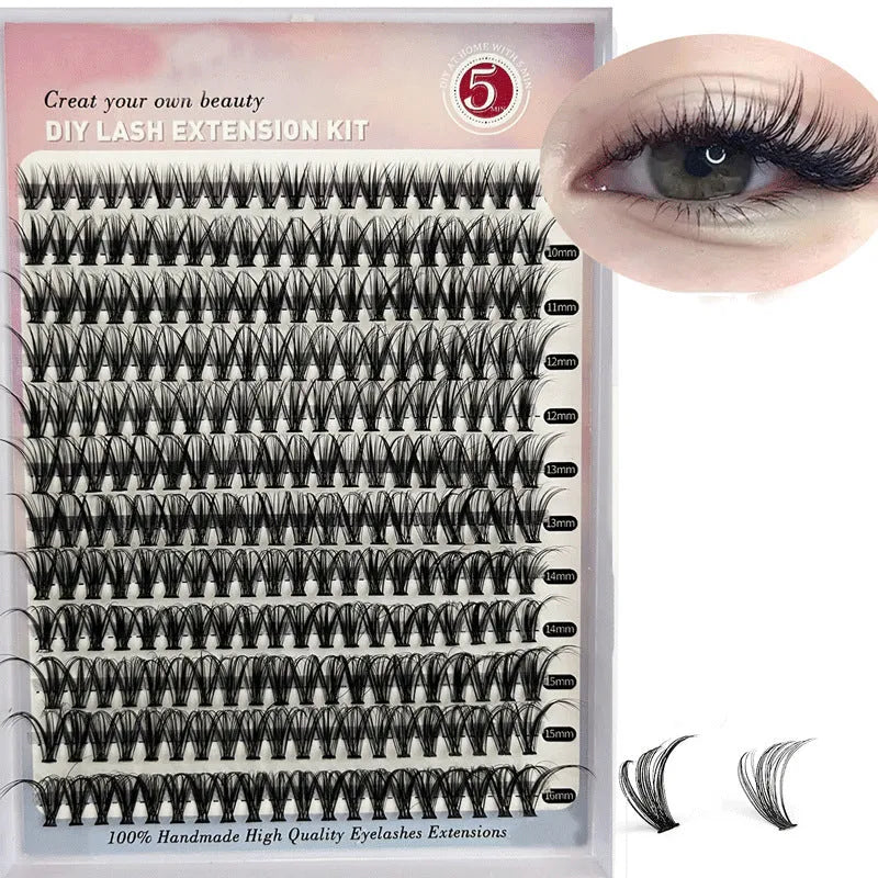 Mixed package of DIY cluster false eyelashes showing 30D and 40D densities with tweezers