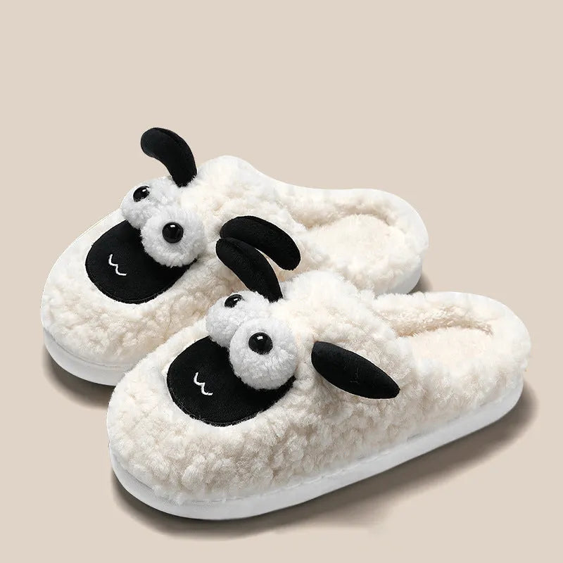 Brown suede slip-on slippers with PVC sole and thermal cotton lining