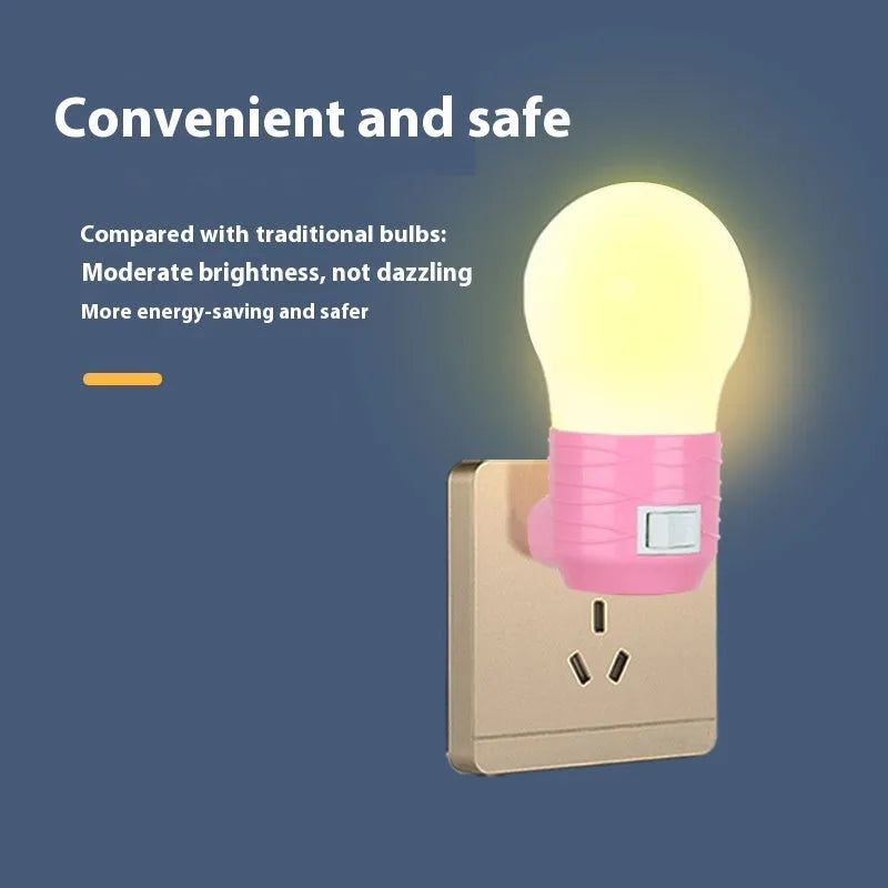 Plug-in bedside baby night light in round modern design with choice of white, blue or pink shell colours