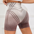 Women's high-waisted gradient fitness shorts in brown colour for yoga and running