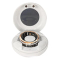 Silver and gold smart ring with diamond inlay showing blood oxygen monitoring technology