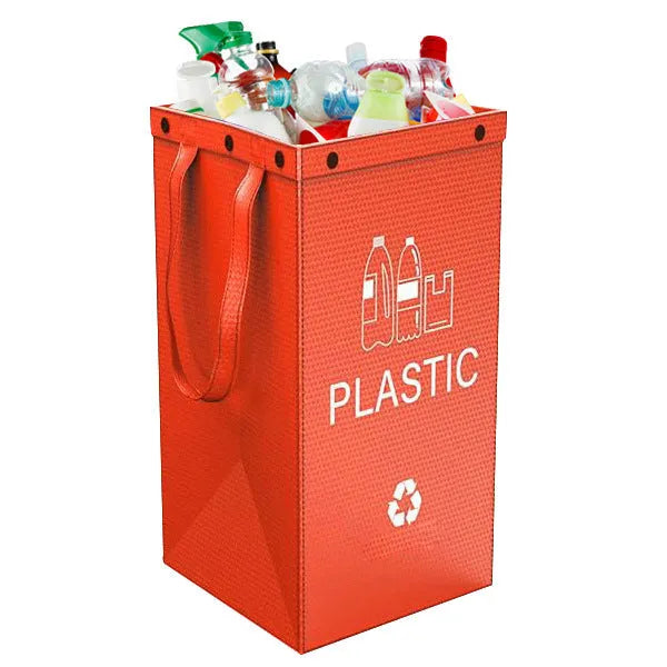 40-litre capacity handbag-style plastic waste sorting bin in a selected colour, showing its dimensions.