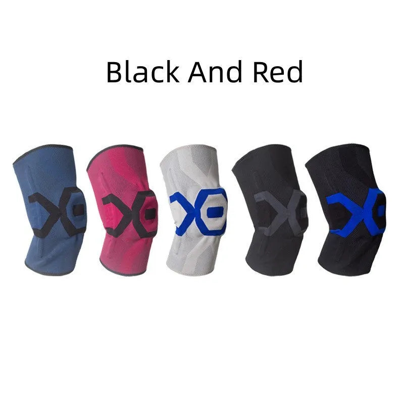 Men's silicone knee pads for running and cycling protection in black and blue colour