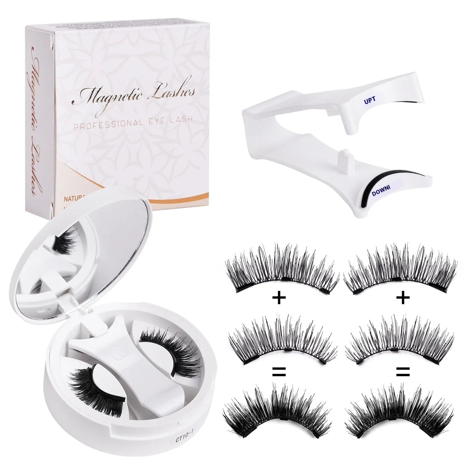 Magnetic false eyelashes with integrated soap holder in portable chemical fibre case