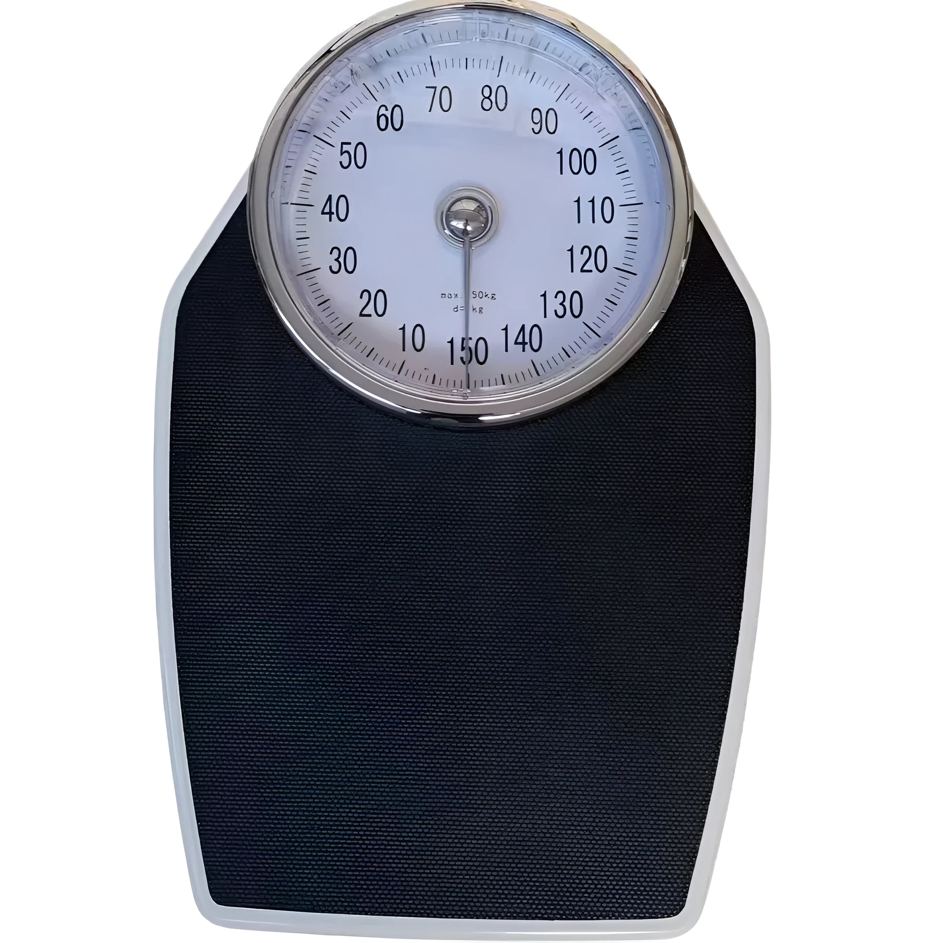 Black mechanical pointer body weight scale with large dial display on 47x35cm platform