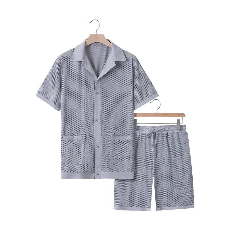 Ladies' lightweight polyester beach cardigan shorts suit in summer colours