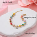 Heart-shaped titanium steel bracelet with colourful oil elements in gold or steel colour options