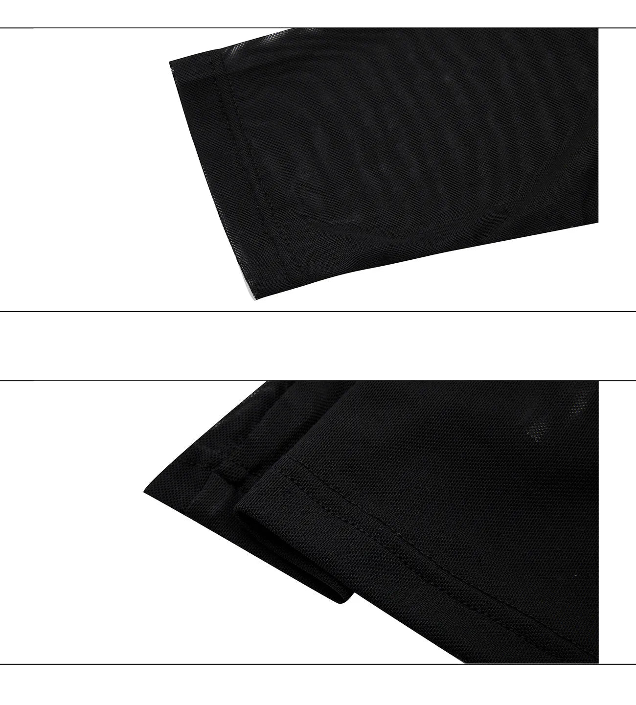 Man's black slim-fit long sleeve mesh shirt for gym wear and training.