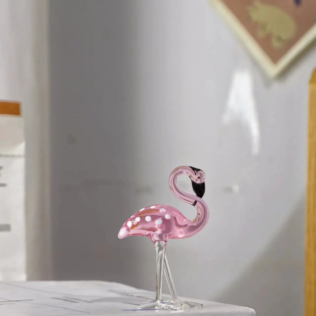 Pink crystal flamingo decorative craft ornament for home hall table display