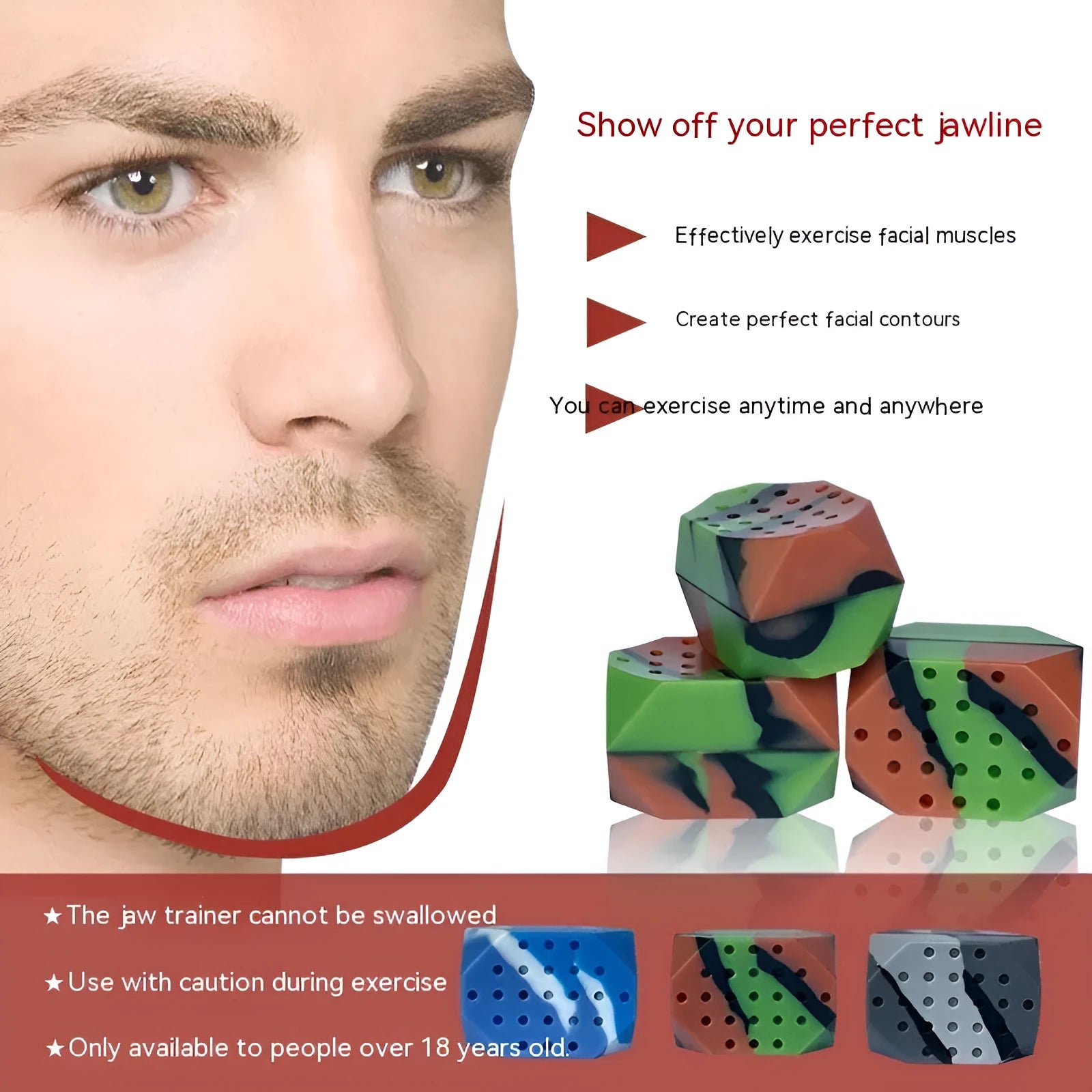 Camouflage pattern silicone facial muscle fitness balls for masseter exercise and jaw tightening