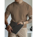Men's slim-fit solid colour knit t-shirt for commuting in breathable polyester.