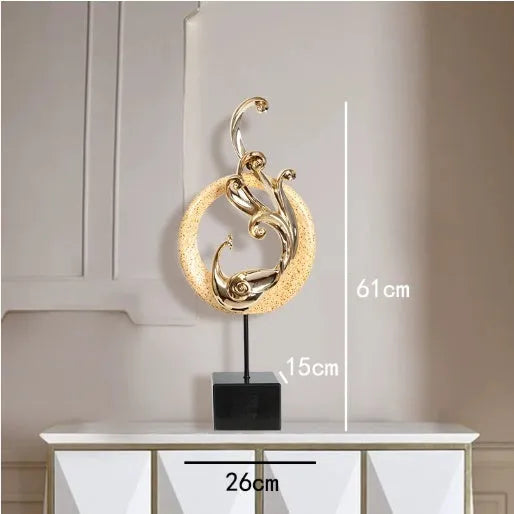 European style synthetic resin phoenix ornament in rose gold, silver, or red colour.