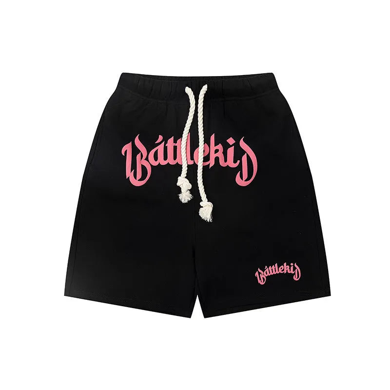 Men's cotton blended loose fit retro hip hop shorts in street style colours