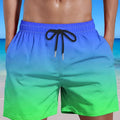 Men's gradient colour sports shorts with 3D digital printing on mesh fabric