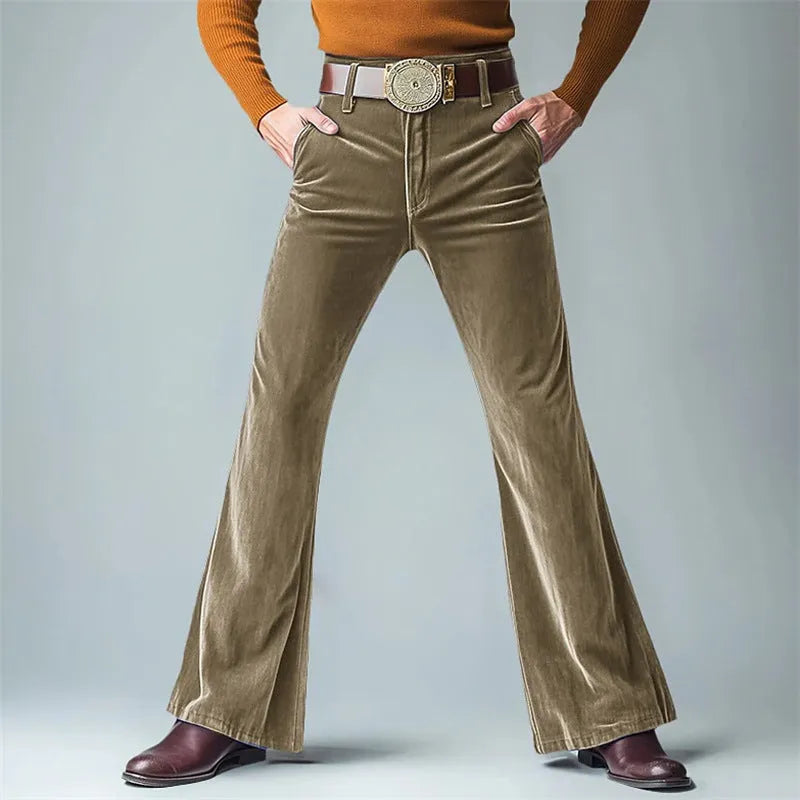 Men's gold velvet slim flared trousers in seven colours for banquet and business wear