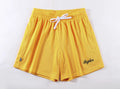 Men's double-layer mesh shorts in sports purple showing mesh texture and sport styling