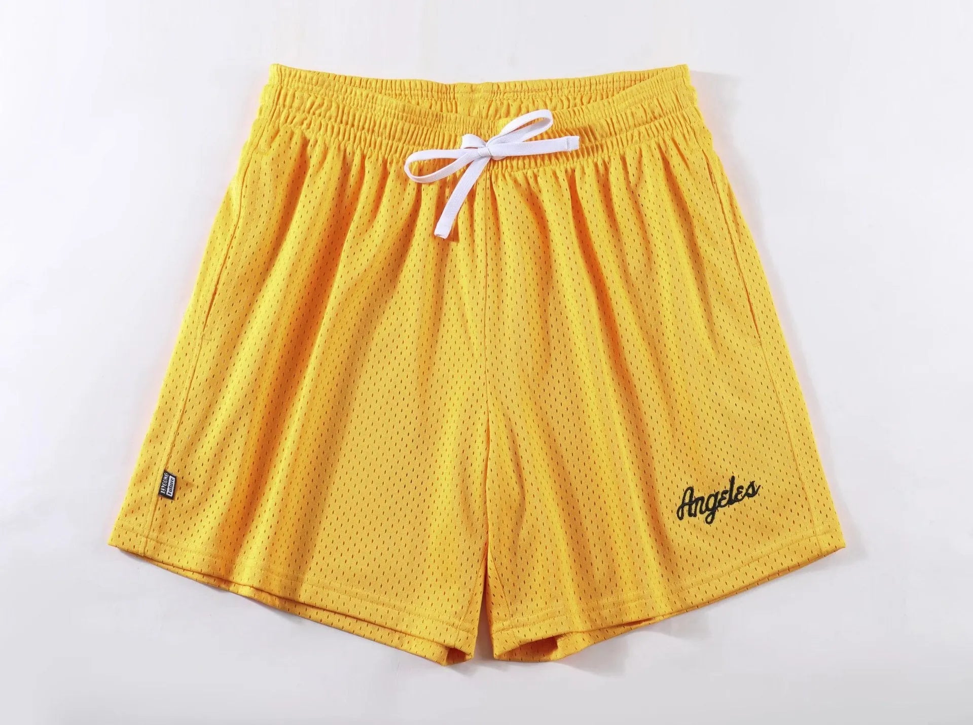 Men's double-layer mesh shorts in sports purple showing mesh texture and sport styling