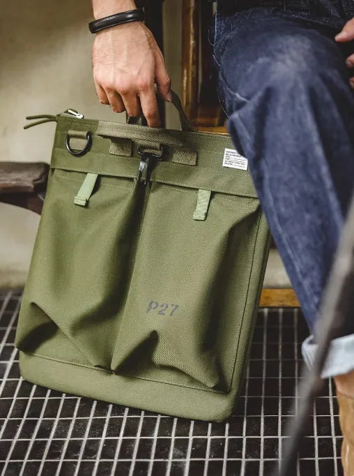 Marden Tooling medium retro canvas crossbody shoulder bag for 15-inch laptops in military green colour