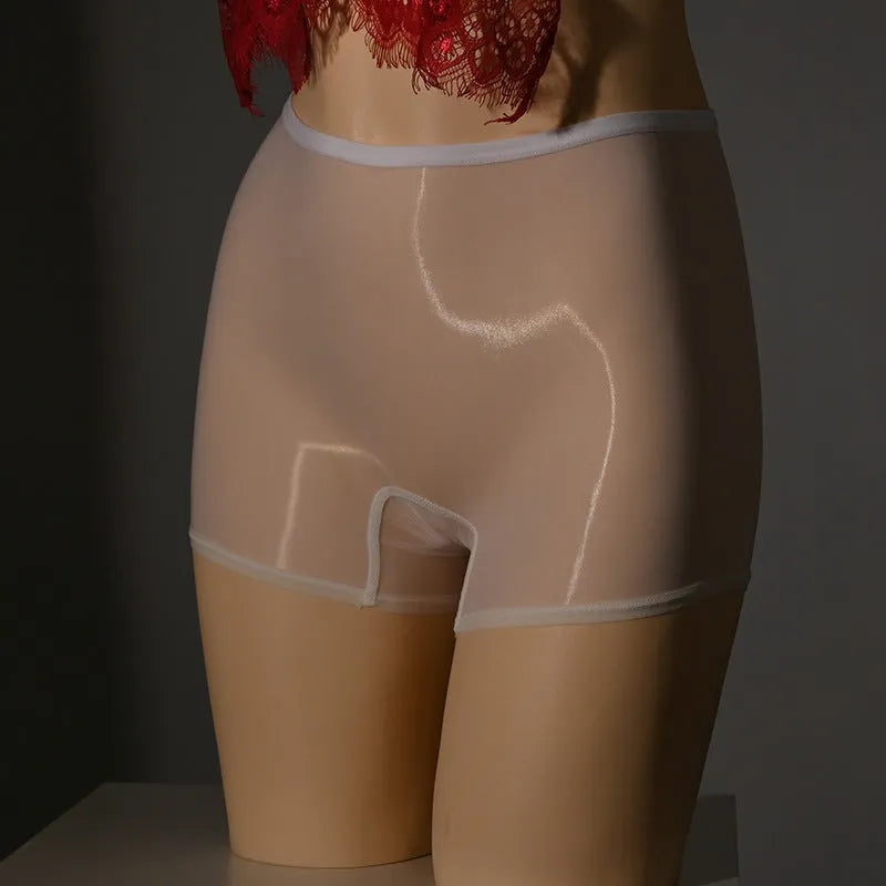 Shiny men's nylon underwear stockings in multiple colours with seamless mid-waist construction