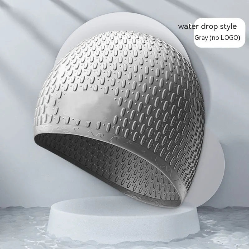 Silicone swimming cap adult waterproof hair protection in multiple solid colours