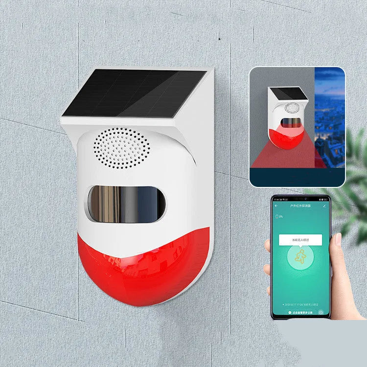Wall-mounted solar infrared alarm with GSM and WiFi connectivity for outdoor security