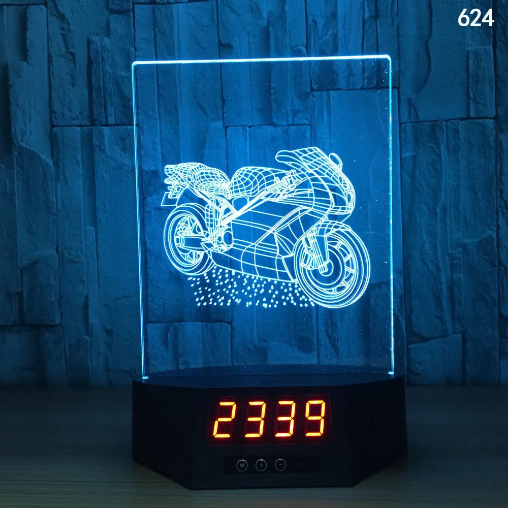 Glowing blue dolphin 3D night light with wireless charging base and remote control on wooden table