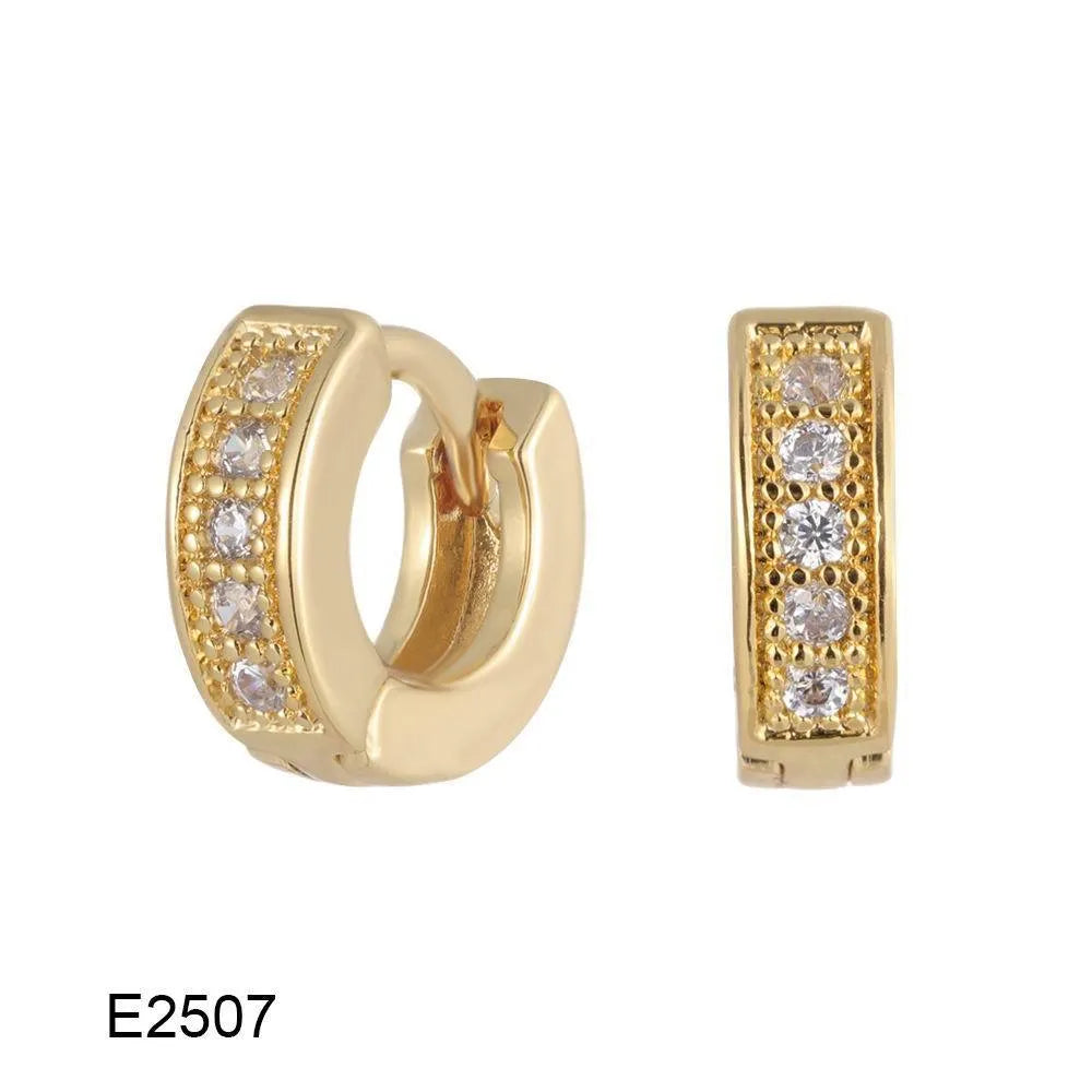 Brass gold plated heart shaped zircon ear clip earrings for women with copper alloy and electroplated finish