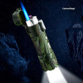 TH727 multi-functional metal flashlight lighter showing camouflage colour option