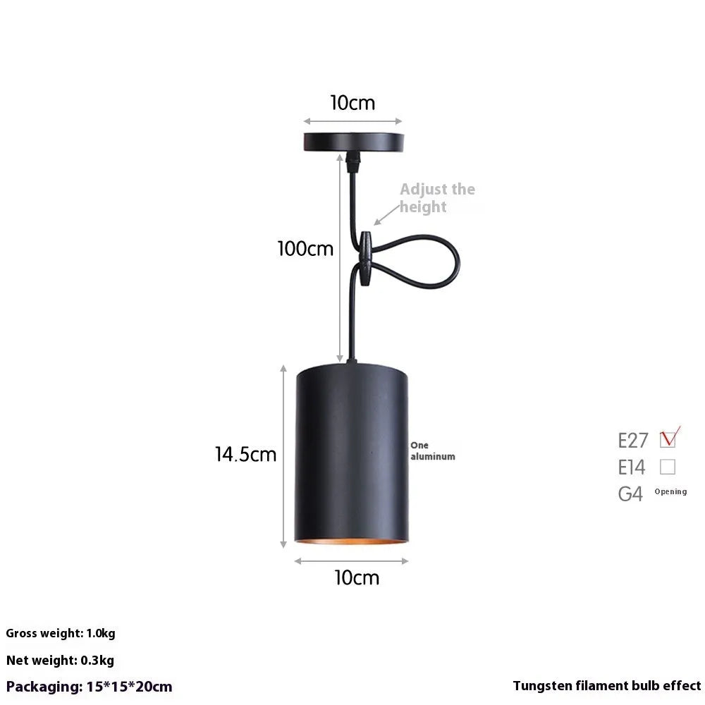 Retro-style iron chandelier in matte black finish, shown in a short and long height option.