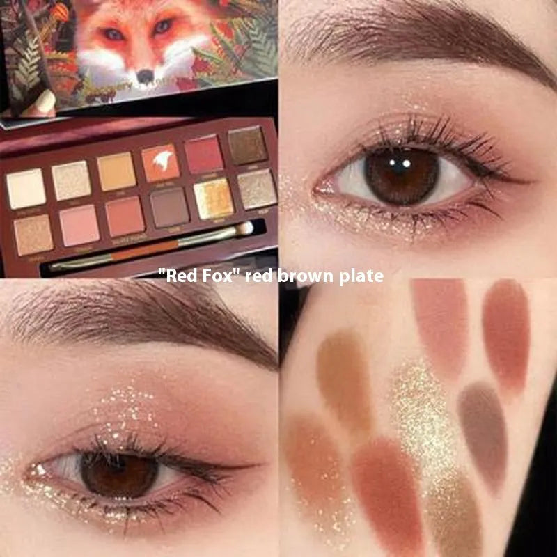 Twelve-colour animal themed eye shadow palette with matte and shimmer shades