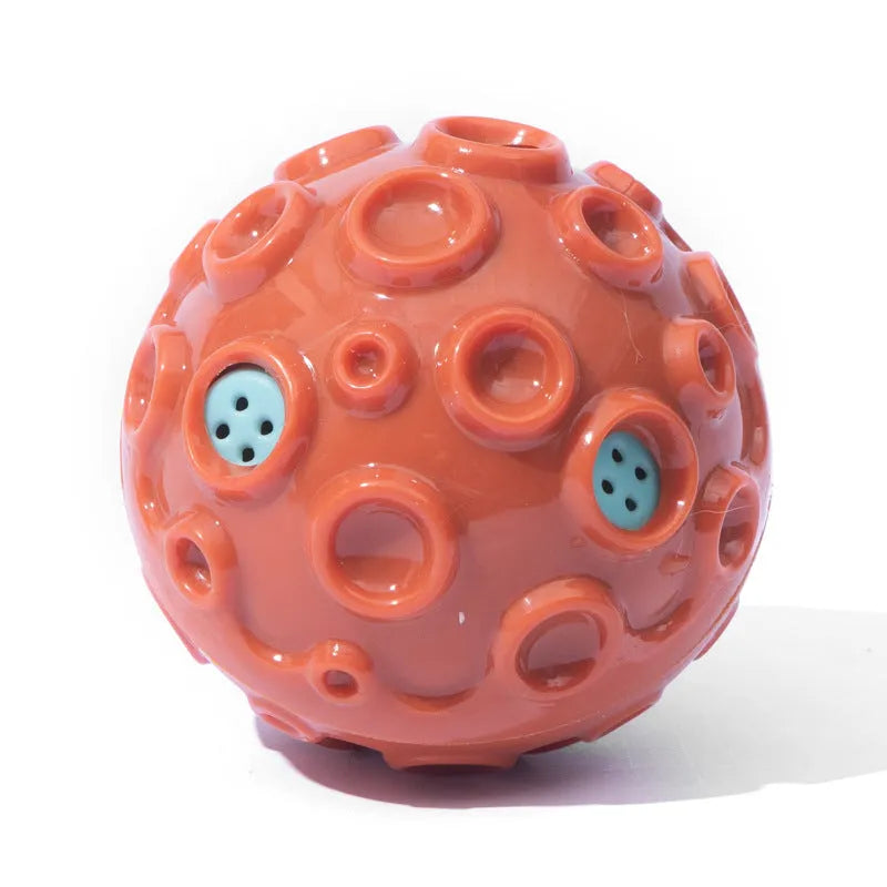 Durable dog toy ball for aggressive chewers with squeaky sound in black, blue, green, orange or yellow