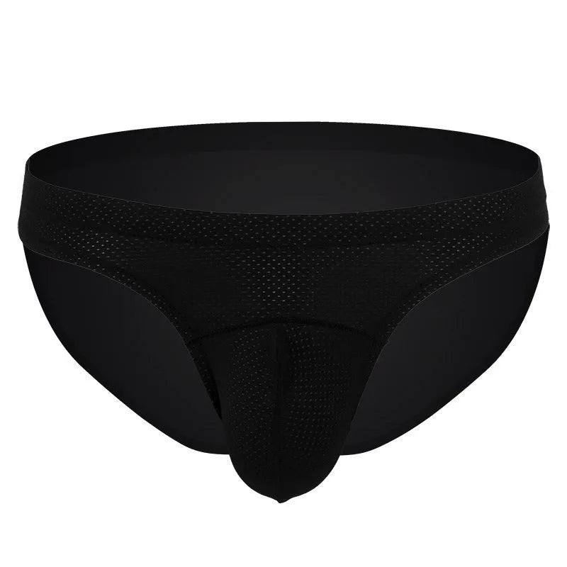 Men's transparent loose nylon underwear in blue on a white background