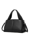 Genuine cowhide leather women's messenger bag in solid colour with double shoulder straps