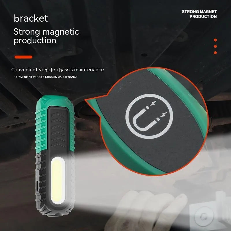 Black and green PET-coated USB auto repair work light for vehicle maintenance inspection