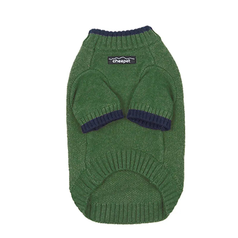 Contrast colour two-leg pet sweater for dogs and cats in wool blend fabric.