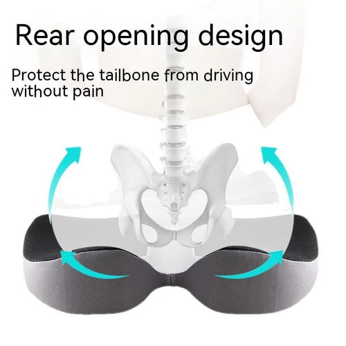 Curved bevel car seat cushion in beige colour with memory foam for tailbone support during driving