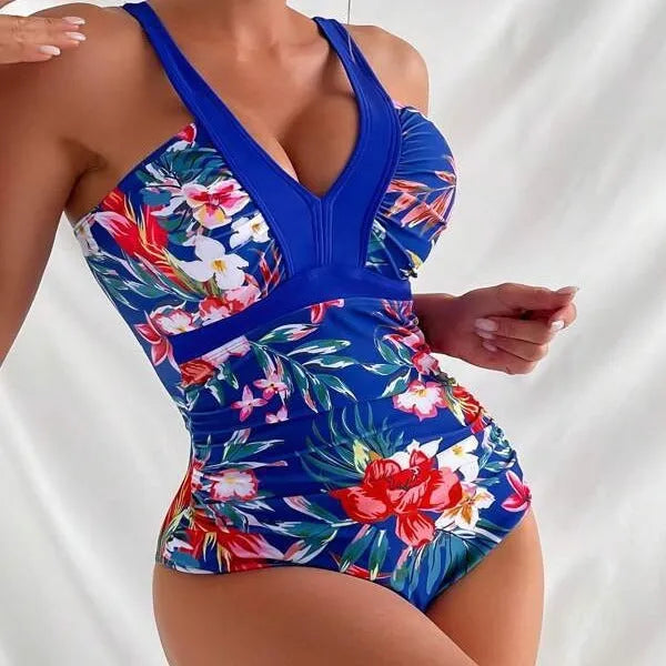 Women's floral print one-piece swimsuit in multiple colour options