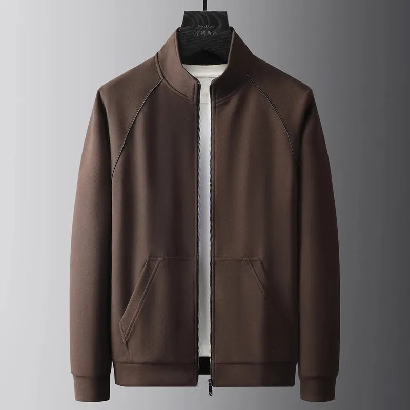 Men's stand collar casual sports suit in slim fit with matching trousers