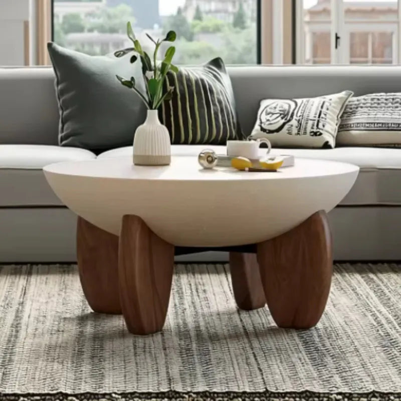 White solid wood coffee table with storage compartments and height adjustable mechanism