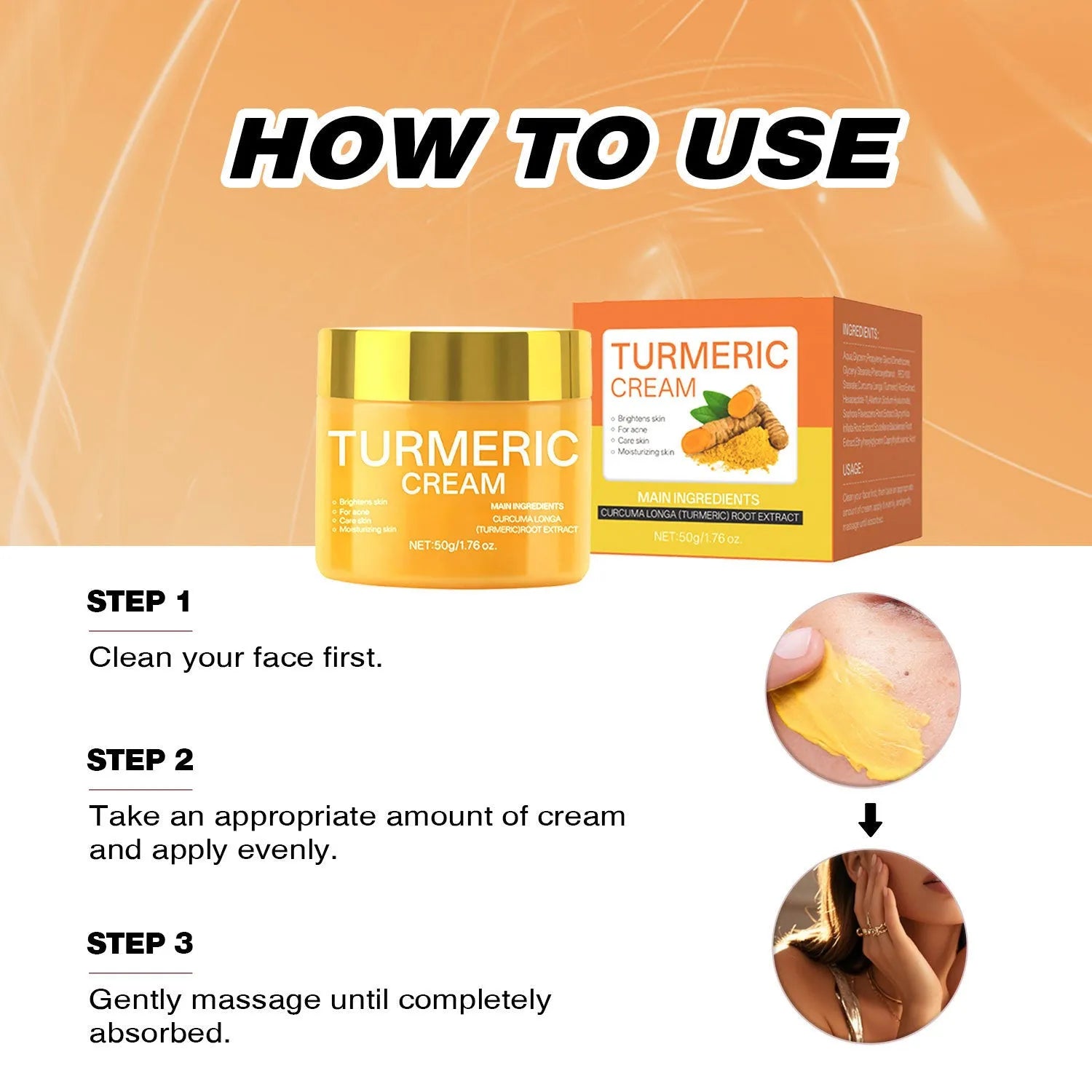 50g moisturising cream jar for brightening and hydrating skin, 53mm compact size with applicator