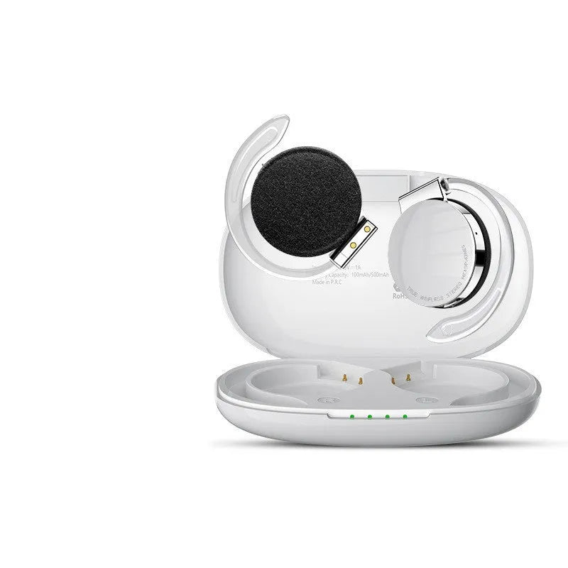 Black and white sports wireless Bluetooth earphones with ear plug design for fitness activities