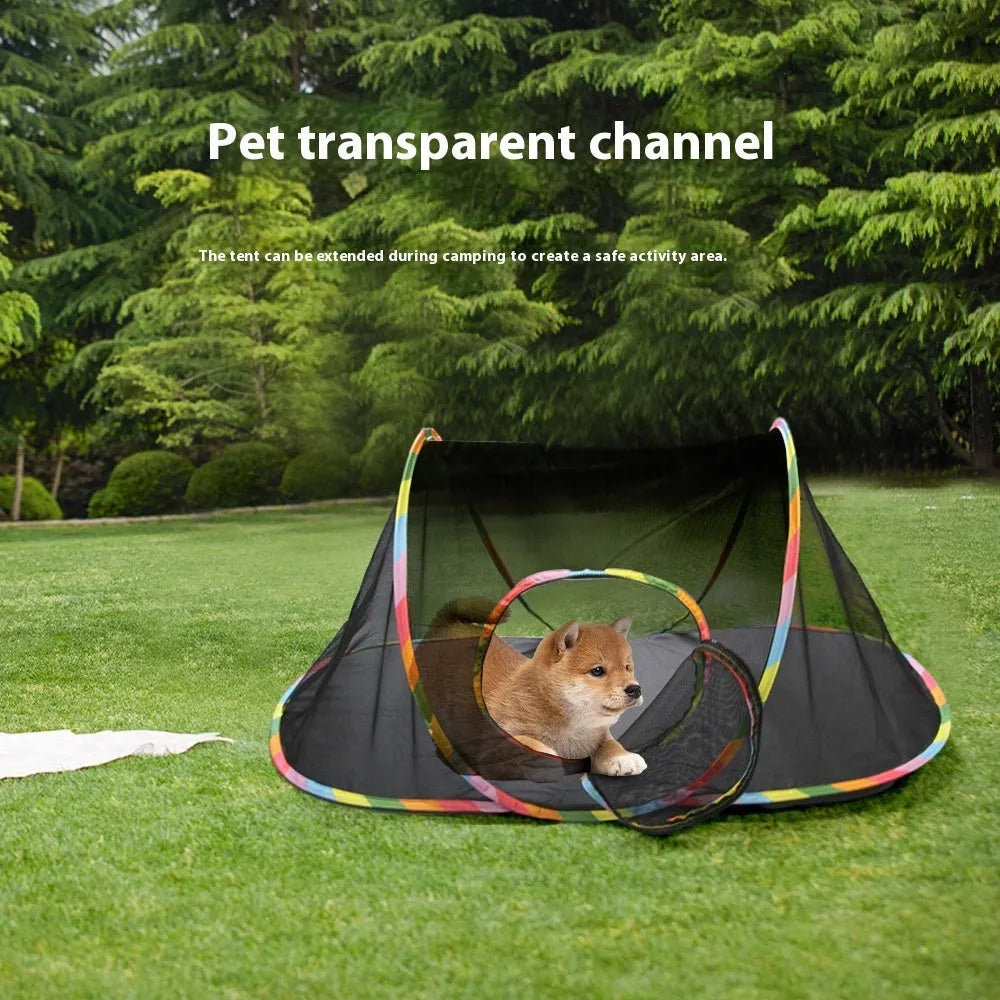 Foldable mesh cat roll cage playpen showing hexagonal design for indoor pet containment
