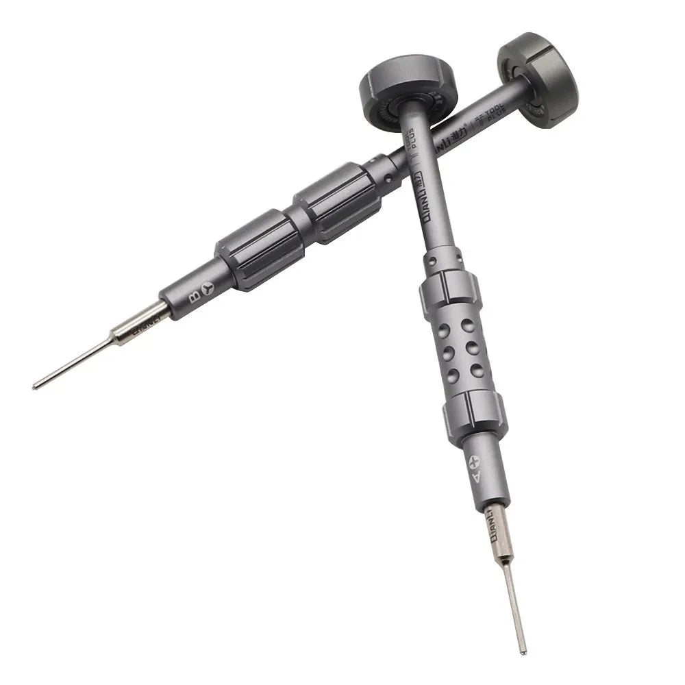 Precision screwdriver with grenade-shaped handle for iPhone repair with five bit types