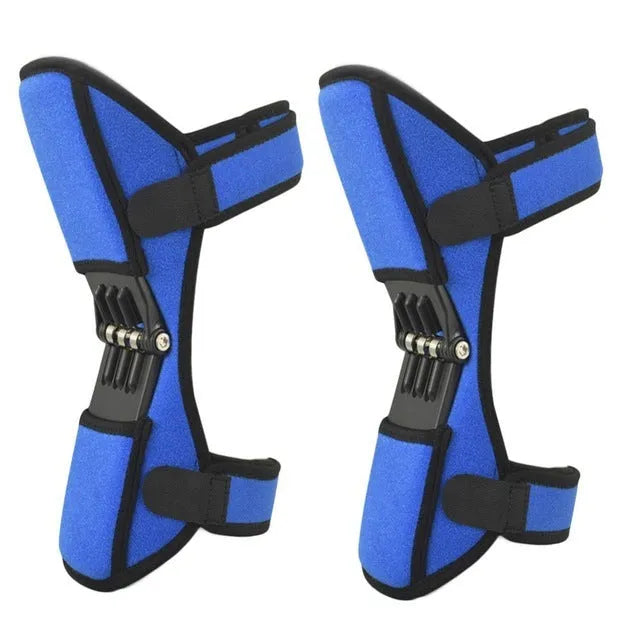 Adjustable spring knee brace support for patella, shown in black colour.