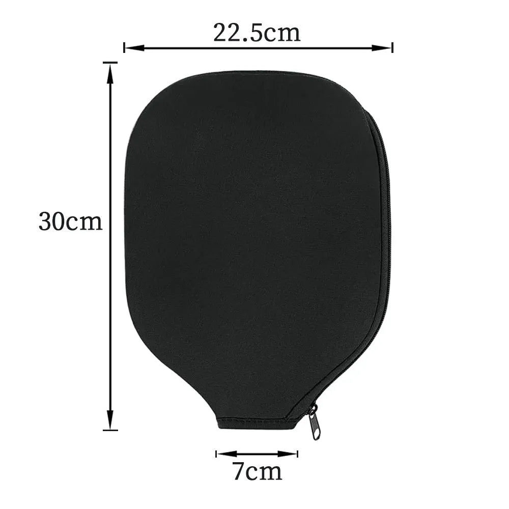 Black neoprene protective sleeve for table tennis racket on a table tennis table