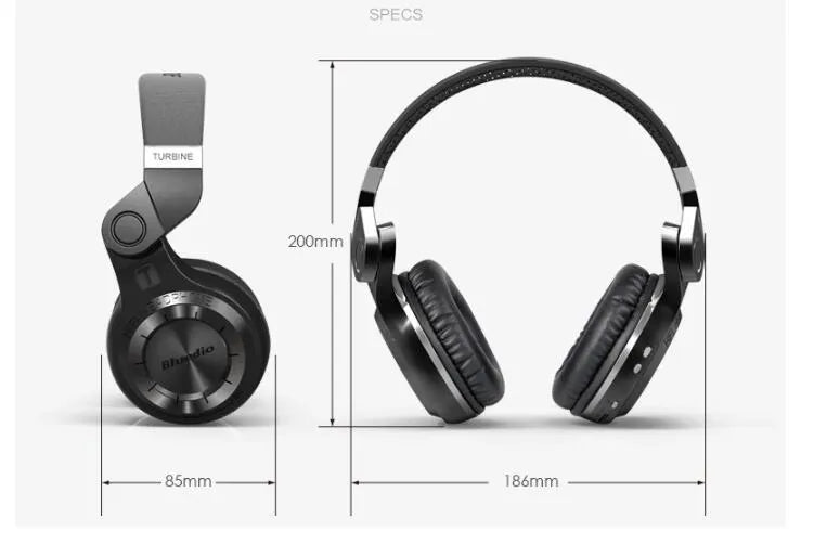 Blue String T2 Bluetooth wireless headphones with metal folding design in black or white colours
